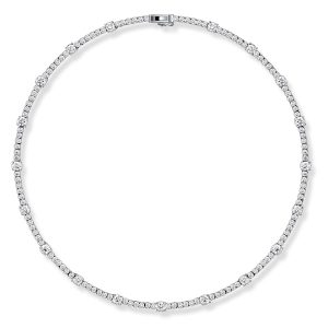 necklaces - Italo Round Cut Tennis Necklace For Women (14.04 CT. TW.), Italo jewelry - Online Catalog