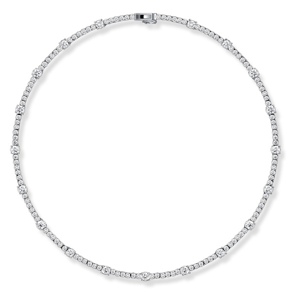 necklaces - Italo Round Cut Tennis Necklace For Women (14.04 CT. TW.), Italo jewelry - Online Catalog
