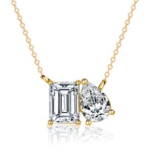 necklaces - Italo Toi Et Moi Emerald & Pear Cut Pendant Necklace, Italo jewelry - Online Catalog