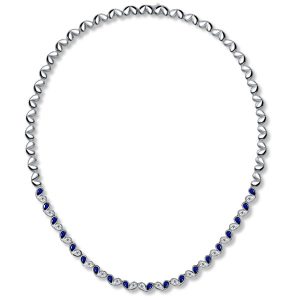 Necklaces - Italo Blue Sapphire Sweetheart Tennis Necklace For Women, Apparel & Accessories, Italo jewelry - Online Catalog
