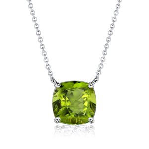 necklaces - Italo Cushion Cut Peridot Pendant Necklace Solitaire Necklace, Italo jewelry - Online Catalog