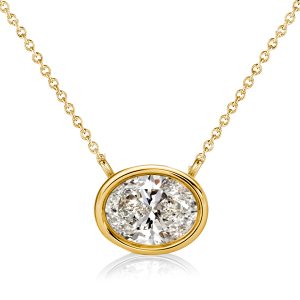 necklaces - Italo Bezel Setting Oval Cut Short Necklace For Women, Italo jewelry - Online Catalog