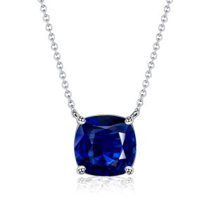 necklaces - Italo Cushion Blue Sapphire Pendant Necklace Solitaire Necklace, Italo jewelry - Online Catalog