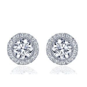 earrings - Italo Halo Round Cut Stud Earring Silver Earrings For Women, Italo jewelry - Online Catalog