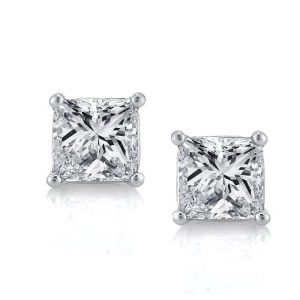 Earrings - Italo Classic Princess Created White Sapphire Stud Earrings, Apparel & Accessories, Italo jewelry - Online Catalog