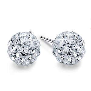 Earrings - Italo Ball Created White Sapphire Stud Earrings, Apparel & Accessories, Italo jewelry - Online Catalog