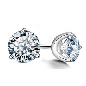 Earrings - Italo Classic 3 Prong Created White Sapphire Stud Earrings, Apparel & Accessories, Italo jewelry - Online Catalog
