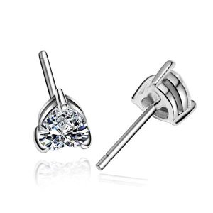 Earrings - Italo Classic Heart Created White Sapphire Stud Earrings, Apparel & Accessories, Italo jewelry - Online Catalog