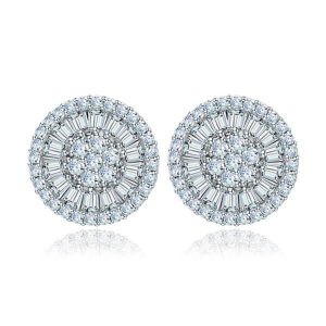 earrings - Italo Halo Disc Design Created White Sapphire Stud Earrings, Italo jewelry - Online Catalog