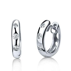earrings - Italo Gypsy Setting Created White Sapphire Hoop Earrings, Italo jewelry - Online Catalog