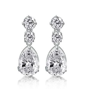 earrings - Italo Pear Created White Sapphire Drop Earrings, Italo jewelry - Online Catalog