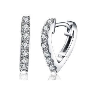 Earrings - Italo Heart Created White Sapphire Hoop Earrings, Apparel & Accessories, Italo jewelry - Online Catalog