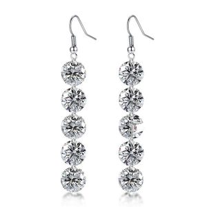 earrings - Italo Round Created White Sapphire Drop Earrings, Italo jewelry - Online Catalog