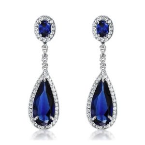 Earrings - Italo Blue Sapphire Earrings Drop Earring SIlver Earrings, Apparel & Accessories, Italo jewelry - Online Catalog