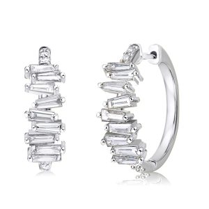 Earrings - Baguette Cut White Sapphire Earrings For Women, Apparel & Accessories, Italo jewelry - Online Catalog