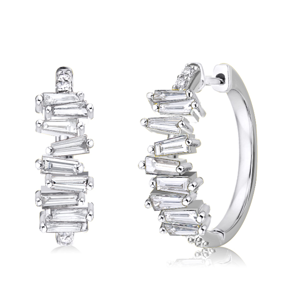 Earrings - Baguette Cut White Sapphire Earrings For Women, Apparel & Accessories, Italo jewelry - Online Catalog