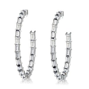 Earrings - Simple Baguette Cut Hoop Earrings, Apparel & Accessories, Italo jewelry - Online Catalog