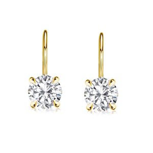 earrings - Classic 4 Prong Round Cut White Sapphire Earrings, Italo jewelry - Online Catalog