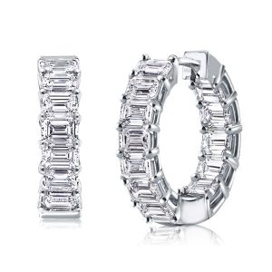 earrings - Italo Emerald Cut Hoop Earrings Sterling Silver Earrings for Women, Italo jewelry - Online Catalog