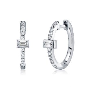 Earrings - Bezel-set Baguette Hoop Earrings, Apparel & Accessories, Italo jewelry - Online Catalog