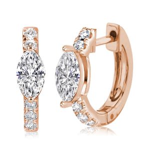 earrings - Rose Gold Marquise Cut Hoop Earrings, Italo jewelry - Online Catalog