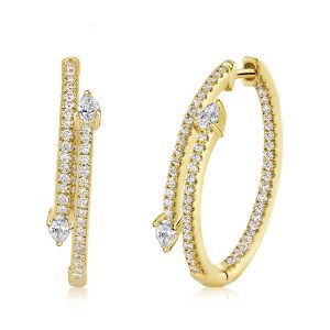 Earrings - Golden Pear Cut Hoop Earrings, Apparel & Accessories, Italo jewelry - Online Catalog