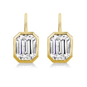 earrings - Golden Bezel Setting Emerald Drop Earrings, Italo jewelry - Online Catalog