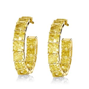 Earrings - Golden Princess Created Yellow Topaz Hoop Earrings, Apparel & Accessories, Italo jewelry - Online Catalog