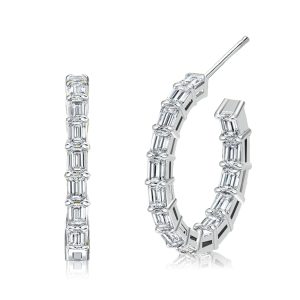 Earrings - Classic Emerald Cut Hoop Earrings, Apparel & Accessories, Italo jewelry - Online Catalog