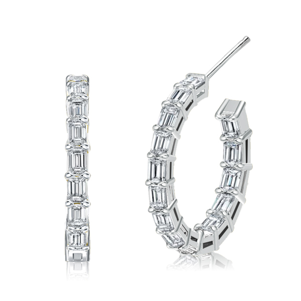 Earrings - Classic Emerald Cut Hoop Earrings, Apparel & Accessories, Italo jewelry - Online Catalog