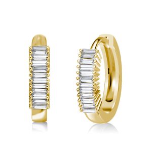 Earrings - Golden Baguette Huggie Hoop Earrings, Apparel & Accessories, Italo jewelry - Online Catalog