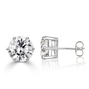 earrings - Six Prong Round Cut Stud Earrings, Italo jewelry - Online Catalog