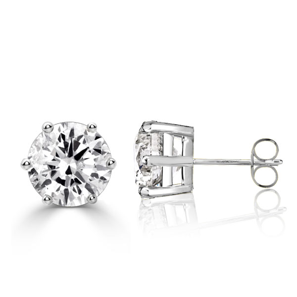 earrings - Six Prong Round Cut Stud Earrings, Italo jewelry - Online Catalog