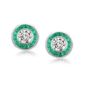 Earrings - Halo Milgrain Round Cut Stud Earrings, Apparel & Accessories, Italo jewelry - Online Catalog