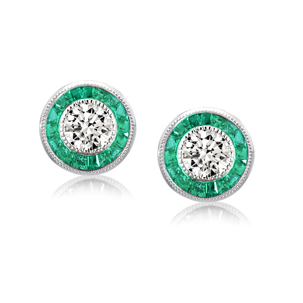 Earrings - Halo Milgrain Round Cut Stud Earrings, Apparel & Accessories, Italo jewelry - Online Catalog