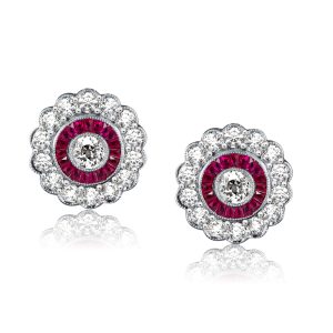 Earrings - Baguette Halo Milgrain Stud Earrings, Apparel & Accessories, Italo jewelry - Online Catalog