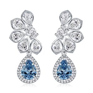 Earrings - Flower Design Halo Pear Cut Drop Earrings, Apparel & Accessories, Italo jewelry - Online Catalog
