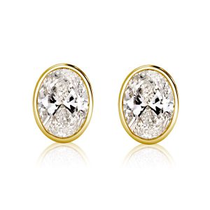 earrings - Golden Bezel Oval Cut Stud Earrings, Italo jewelry - Online Catalog