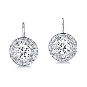 Earrings - Luxury Double Halo Round Cut Drop Earrings, Apparel & Accessories, Italo jewelry - Online Catalog