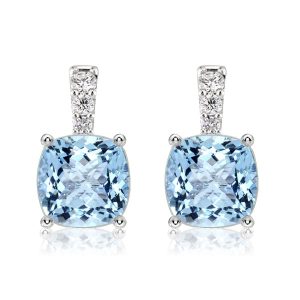Earrings - Italo Aquamarine Earrings For Women Cushion Cut Drop Earrings, Apparel & Accessories, Italo jewelry - Online Catalog