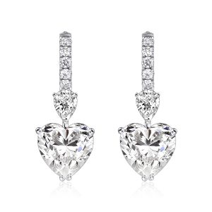 Earrings - Heart & Pear Cut Drop Earrings For Women In Sterling Silver, Apparel & Accessories, Italo jewelry - Online Catalog