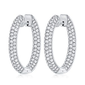 Earrings - Pave Setting Sterling Silver Hoop Earrings For Women, Apparel & Accessories, Italo jewelry - Online Catalog