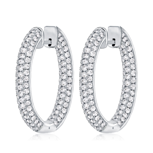 earrings - Pave Setting Sterling Silver Hoop Earrings For Women, Italo jewelry - Online Catalog - Image 2