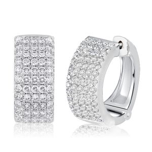earrings - Pave Setting Sterling Silver Hoop Earrings For Women, Italo jewelry - Online Catalog