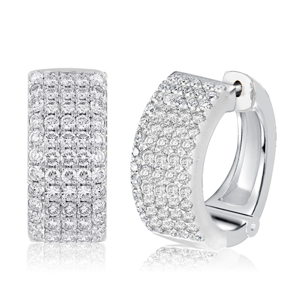 earrings - Pave Setting Sterling Silver Hoop Earrings For Women, Italo jewelry - Online Catalog