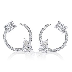 Earrings - Open Design Pear & Emerald Cut Hoop Earrings, Apparel & Accessories, Italo jewelry - Online Catalog