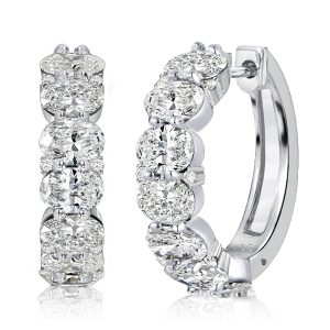 Earrings - Classic Oval Cut White Sapphire Hoop Earrings For Women, Apparel & Accessories, Italo jewelry - Online Catalog