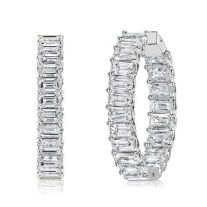 earrings - Emerald Cut Hoop Earrings For Women In Sterling Silver, Italo jewelry - Online Catalog