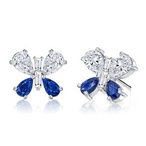 Earrings - Italo Butterfly Design Blue & White Sapphire Stud Earrings, Apparel & Accessories, Italo jewelry - Online Catalog
