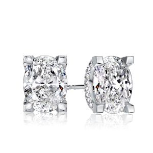earrings - Italo Oval Cut White Sapphire Stud Earrings For Women, Italo jewelry - Online Catalog